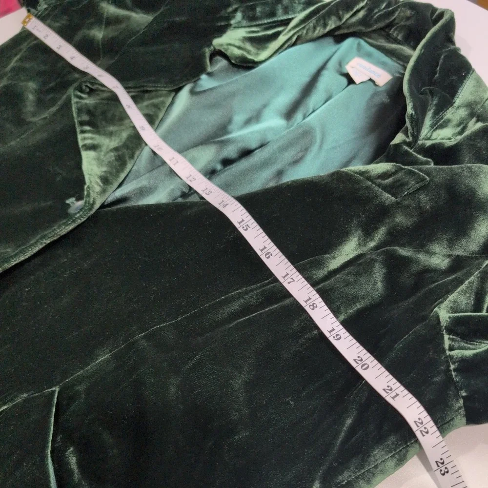 Sundance‎ Green Velvet Silk Blend Blazer Jacket Petite 14 P14 Forest Green